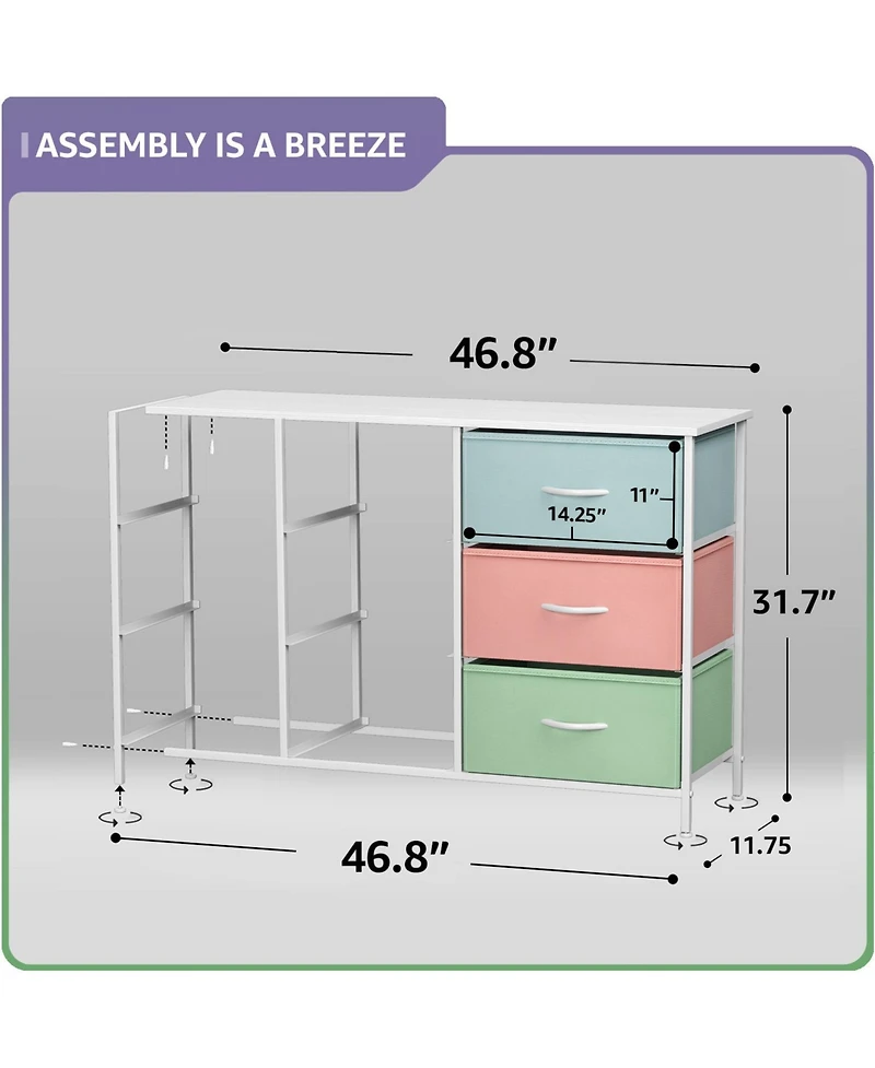 Sorbus 9 Drawers Dresser- Storage Unit with Steel Frame, Wood Top, Fabric Bins