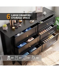 gaomon 6 Drawer Dresser for Bedroom, Modern Wood Storage Cabinet Living Room, Closet or Entryway