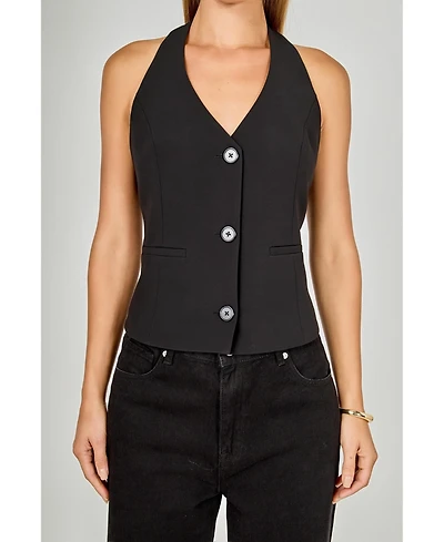 endless rose Women's Halter Neck Open Back A-Line Vest