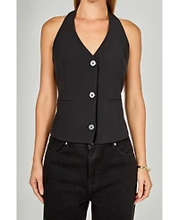 endless rose Women's Halter Neck Open Back A-Line Vest