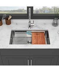 flynama Undermount Workstation Kitchen Sink Stainless Steel Single Bowl Gauge