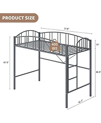 gaomon Easy Assembly Twin Loft Bed – Heavy Duty Metal Frame Space Saving, for Living Room, Guest Room