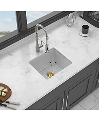 flynama 18x16x9inch White Quartz Composite Undermount Kitchen Sink Granite Workstation Deep
