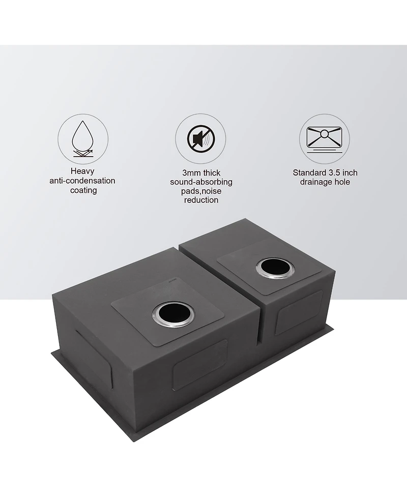 flynama 28x19x10 Inch Double Bowl 6040 Undermount Kitchen Sink 16 Gauge T304 Stainless Steel With Two 10 Inch Deep Basin