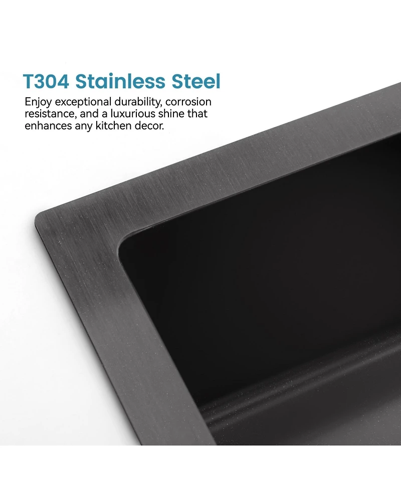 flynama 30x19inch Stainless Steel Kitchen Sink Single Bowl Undermount Workstation Handmade