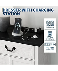 Gaomon Dresser with Power Outlet, Farmhouse Dresser with Metal Handle