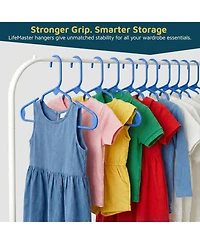 Lifemaster Kids Plastic Hangers, Blue, 11.6", with shoulder notches, space-saving, hold 5 lbs, ideal for baby, toddler & kids clothes, 50-pack.
