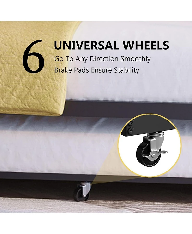 Gaomon Twin Metal Daybed with Trundle, Heart-Shaped Headboard, Upholstered Design, Space-Saving Sofa Bed