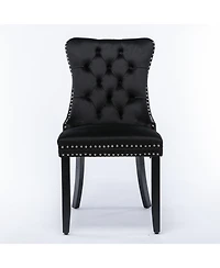 Dyhome Modern Velvet Upholstered Dining Chairs Set of 2, Mid Century Kitchen Side Chairs with Back Pull Rod for Kitchen, Living Room