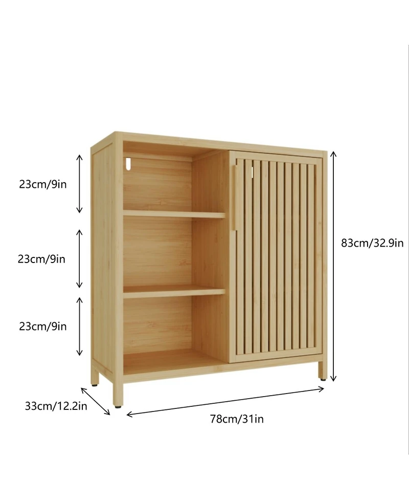 Boyel Living Bamboo Storage Cabinet Large-Capacity Single-Door Storage Cabinet Shelves for Living Rooms