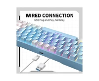 Risokeys Hot-Swappable Red Switch, Rainbow Backlight,25 Anti-Ghosting Keys 63-Key Wired Mechanical Keyboard