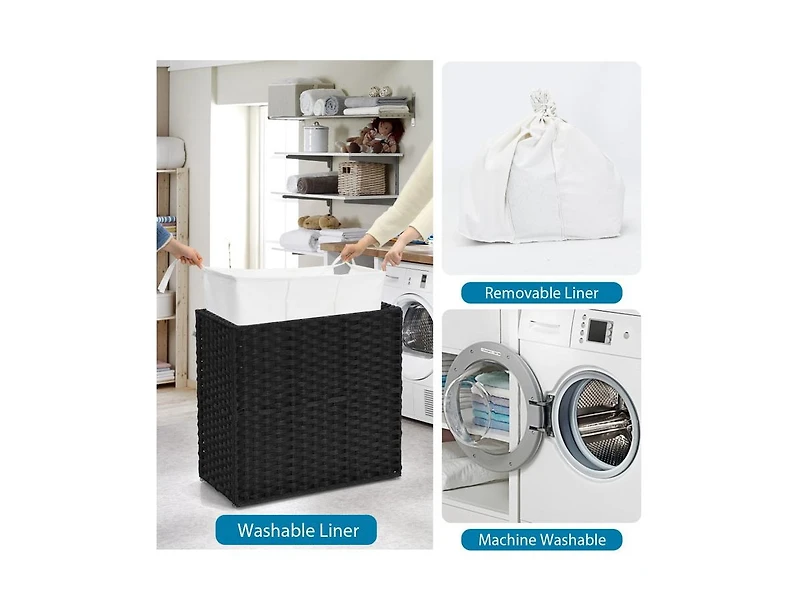 Laundry Hamper with Wheels and Lid-Black