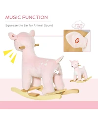 Qaba Kids Rocking Horse, Deer Shaped Ride on Horse with Realistic Sound