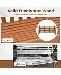 Costway 2-Person Outdoor Garden Wood Bench with Backrest Armrests for Yard Porch