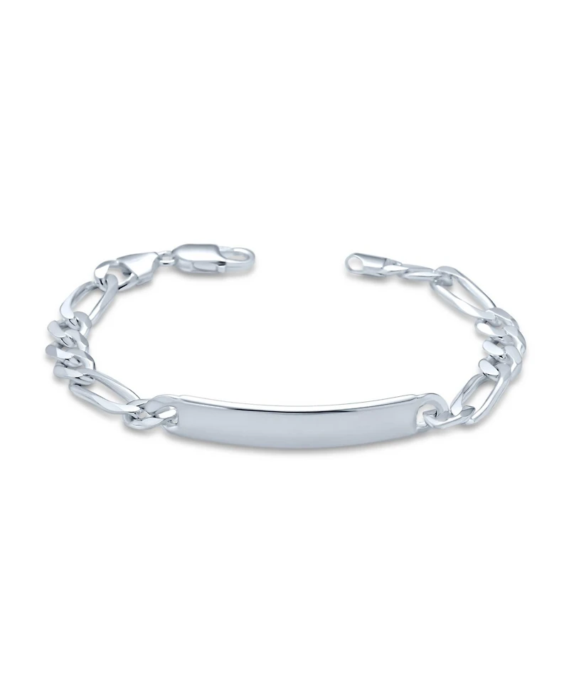 Bling Jewelry Id Identification Bracelet 6.5 Mm Figaro Chain Link .925 Sterling Silver Made Italy