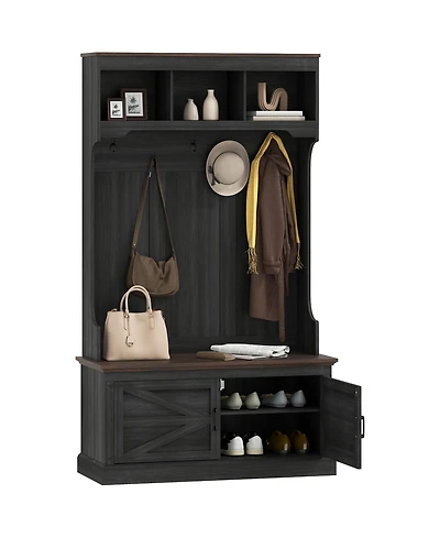 Homcom Hall Tree with Shoe Storage, Coat Rack with Shoe Bench,