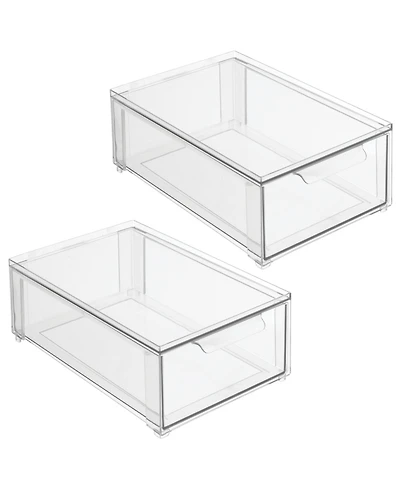 iDesign Stackable Pull-Out Sliding Storage Drawer - Set of 2 - Clear