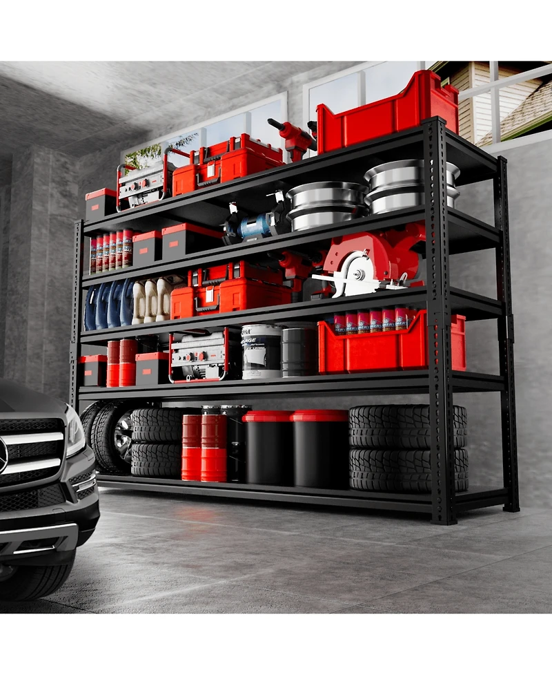 Lovmor 5-Tier 60 in W x 78 in H x 24 in D Adjustable Solid Plate Heavy Duty Metal Shelving Unit