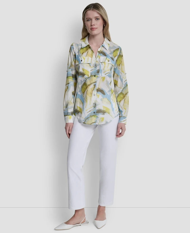 Dkny Women's Printed Long-Sleeve Shirt