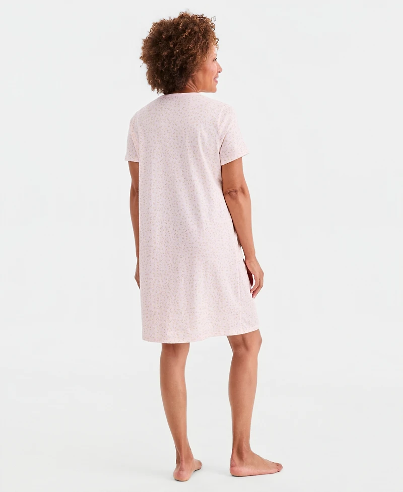 Charter Club Women's Cotton Essential Short-Sleeve Henley Sleepshirt, Macy's Exclusive