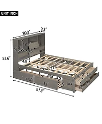 Boyel Living King Platform Bed with Storage Headboard and 8 Drawers