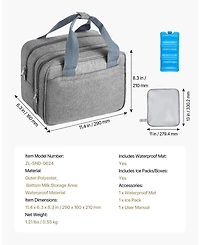 Mecale Wearable Breast Pump Bag with Ice Pack, Fits M5/M6, Storage for Pump Accessories & Breastmilk, Portable Carrying Case, Grey