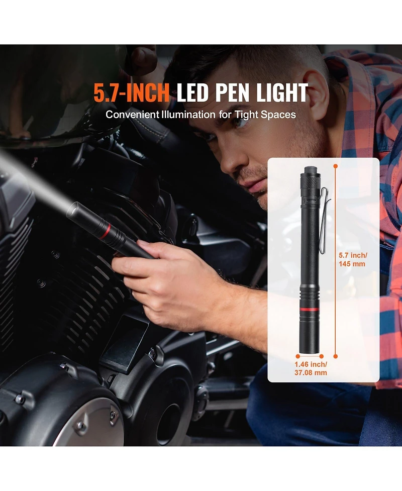 Mecale Rechargeable Led Pen Light, 5.9", 300 Lumens, 3 Light Modes, Adjustable Focus, IP44 Waterproof