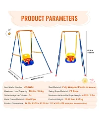 Mecale 3-in-1 Toddler Swing Set with 4 Sandbags, Foldable Metal Stand, Easy to Assemble, Indoor and Outdoor Swing Set for Kids