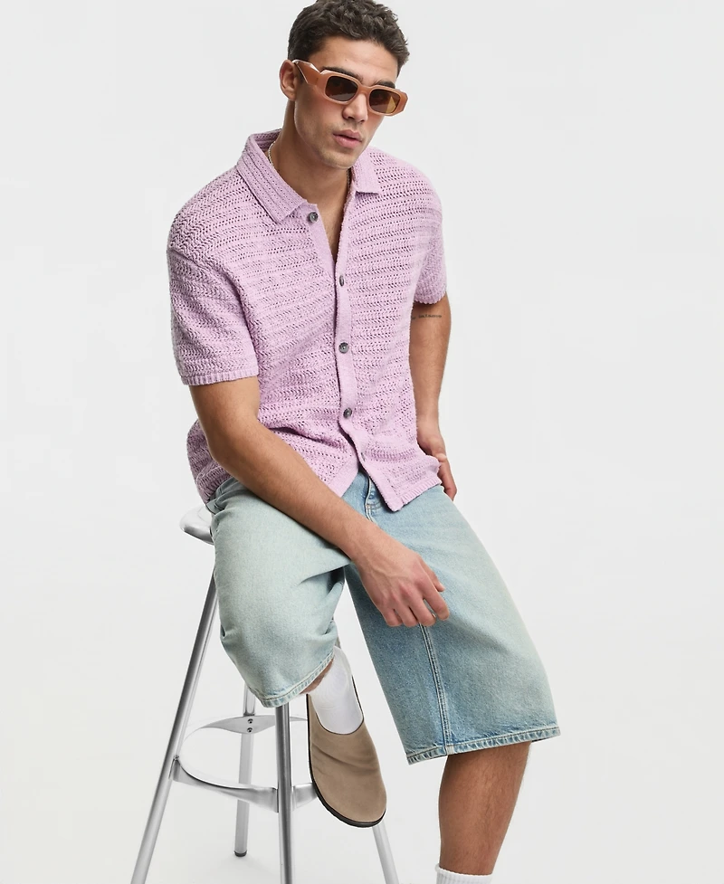 Mode of One Men's Relaxed-Fit Elio Short-Sleeve Polo Sweater, Macy's Exclusive