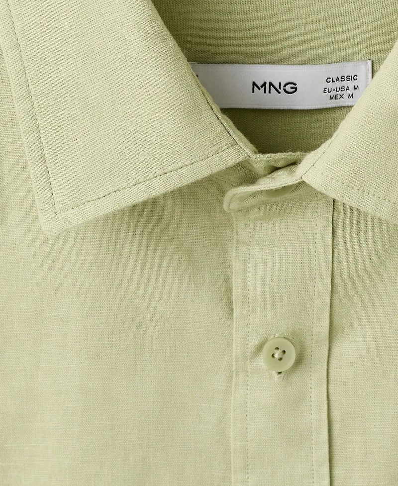 Mango Men's Short Sleeve Linen-Blend Shirt