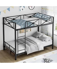 gaomon Twin Over Metal Bunk Bed, Modern Heavy Duty Steel Frame with Safety Guard Rails, Space-Saving Design for Kids Bedroom/School