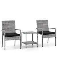 Slickblue Outdoor 3-Piece Furniture Set with Cushions and Glass Table