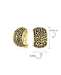 Bling Jewelry Fashion Speckle Hammered Leopard Half Hoop Clip On Earrings Matte Silver Gold Plated For Non Pierced Ears