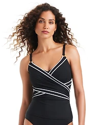 Beyond Control Women's Ring-Detail V-Neck Tankini Top