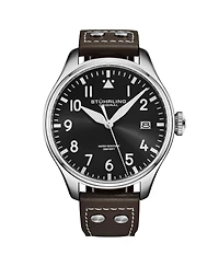 Stuhrling Airman 4078 Men s Quartz Pilot Watch, 43mm Alloy Case with Leather Strap