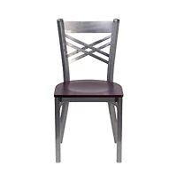 Emma+Oliver 2 Pack Clear Coated "X" Back Metal Restaurant Chair