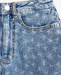 With Jules Girls' 7-16 Bow-Print Denim Skirt
