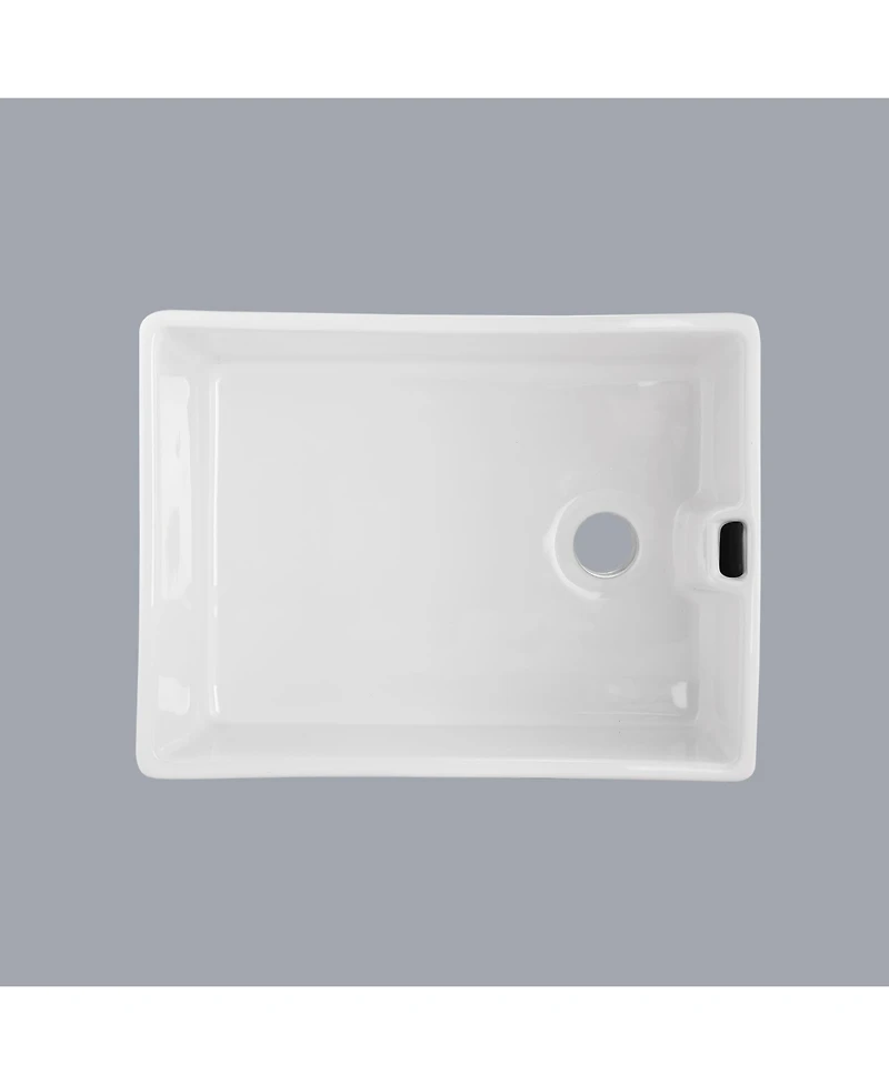flynama 24x18inch White Ceramic Single Bowl Kitchen Sink High Temperature Firing Durable Easy Clean