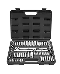 Mecale 69-Piece Socket & Ratchet Set, 1/4" & 3/8" Drive Sae & Metric, Deep & Standard, Accessories, Storage Case