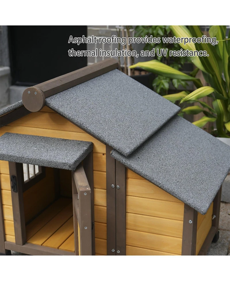 Aostirmotor Dog House with Lockable Ventilated Door in Dark yellow