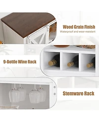 Gaomon Coffee Bar Cabinet, Farmhouse Sideboard Buffet with Sliding Barn Doors, Wine Racks, Open Storage Shelf, for Kitchen, Dining Room