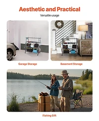 Mecale Fishing Rod Holder, 15-Rod Mobile Pole Rack Cart with Wheels for Garage or Home Fishing Gear Storage