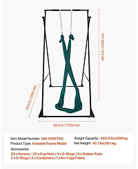 Mecale Yoga Swing Stand Frame with Hammock, 440.9 lb Capacity, Triangular Aerial Rig with Eva Foam, 4-Level Horizontal & 6-Level Vertical