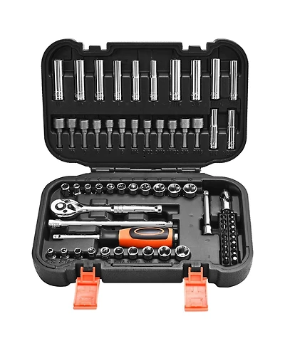 Mecale 70-Piece 1/4" Drive Socket & Ratchet Set, Sae & Metric, Deep & Shallow, Bits, Accessories, Storage Case, Cr-v Steel