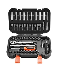 Mecale 70-Piece 1/4" Drive Socket & Ratchet Set, Sae & Metric, Deep & Shallow, Bits, Accessories, Storage Case, Cr-v Steel
