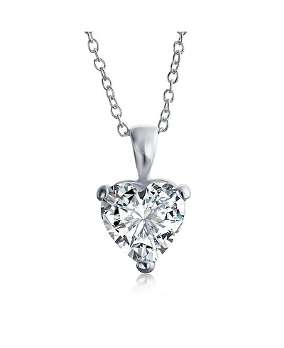Bling Jewelry 5CT Cubic Zirconia Heart Shaped Solitaire Pendant Necklace .925 Sterling Silver