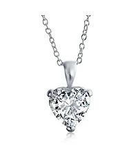 Bling Jewelry 5CT Cubic Zirconia Heart Shaped Solitaire Pendant Necklace .925 Sterling Silver