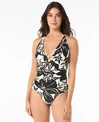 Carmen Marc Valvo Women's Shirred Halter Tankini Top