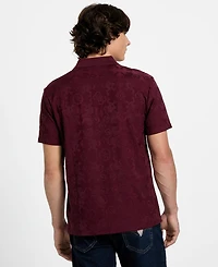 Guess Men's Tonal Jacquard Short-Sleeve Knit Polo Shirt