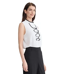 Jones New York Women's Ruffle Detail Sleeveless Top